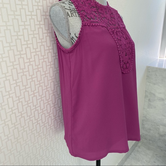 Halogen Hot Pink Dressy Appliqué Sleeveless Top - Picture 3 of 8